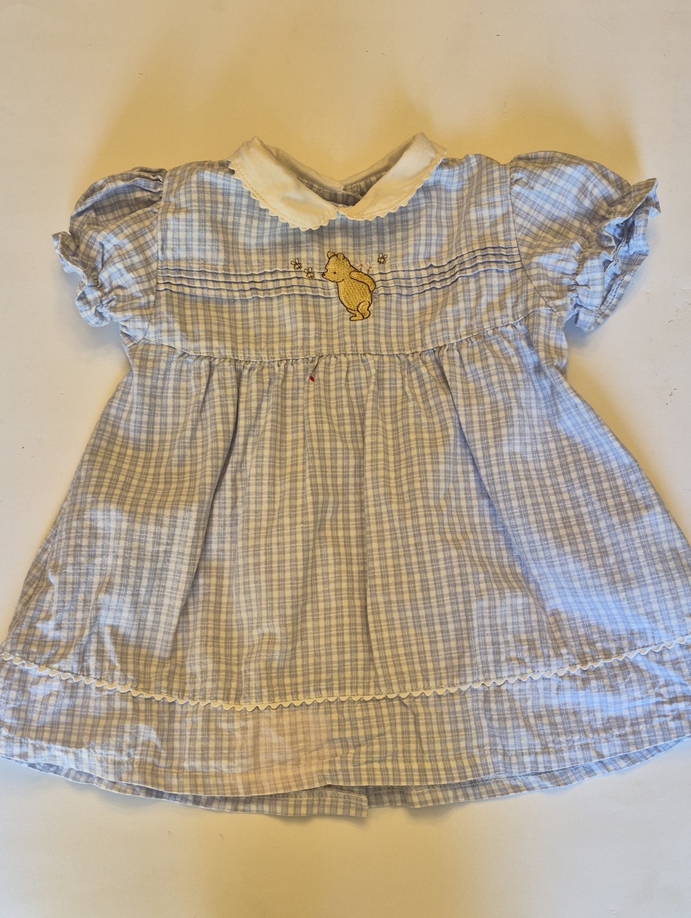 Disney Light Blue Plaid Dress-Style Top with Winnie The Pooh 6mo